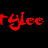 A contact sheet of seven animated frames showing the name "rylee" in various colors and styles against a black background with gray transparency area.