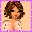 Animated contact sheet showing three frames of a pixel art buddy icon with a cartoon woman, clothing details, and text fragments "its da power" and "of magic" on separate tiles.