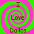Four identical spiral-patterned icons with pink and green concentric circles, each displaying text "I Love Dallas" in brown font.