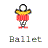 A 3x3 contact sheet of nine animated frames showing a pixelated ballet dancer icon with yellow torso, red skirt, and white limbs against a gray background.