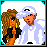 A 4-frame pixel art contact sheet showing a cartoon couple and text that reads "I LOVE HIM BUT DOES HE LOVE ME" across the frames.