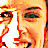 Pixelated static image of a cartoon-style face with exaggerated features and warm color palette, likely intended as an emoticon or buddy icon for instant messaging.