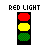 A 5x5 contact sheet of pixelated traffic light icons with changing text labels above each frame, showing red and green lights in various states across 21 sampled frames.