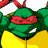 A pixelated cartoon character with green skin, red mask, and yellow pants appears on the left side of a contact sheet next to green text reading "Original Icons .com" on a dark background.