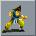 Pixel art character in blue top and yellow pants performing martial arts poses with energy effects, transitioning between static stances and glowing attacks.