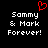 Pixelated text reads "Sammy & Mark Forever!" with a red heart symbol above the text on a black background.