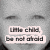 six showing a child's face with text overlays and changing backgrounds, including rain, thunder, lightning, and a hand holding a candle