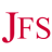 Red serif letters J, F, and S in a horizontal row on a white background with pixelated edges.