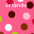 Pixelated pink background with brown, white, and light pink polka dots; text reads 'Orlando', 'Bloom:', and 'Future Husband' in pixel font.