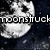 Two pixelated white faces with black eyes and mouths on a dark background, with text overlays reading 'moonstuck' and 'designz' in blocky font.