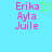 Pixelated text and a heart symbol on a cyan background, with one version showing a green heart outline.