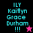 Four display 'ILY Kaityn Grace Durham !!!' text with a star symbol, each featuring distinct background colors and star color variations