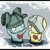 Two pixelated cartoon figures with heart symbols on their chests stand side-by-side against a light gray background.