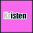 nine pink with the name 'Kristen' in pixelated text, each showing a different variation of black and white lettering