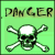 Static pixel art icon with green background, skull and crossbones symbol, and partially legible text at top.
