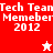 Pixelated red and white graphic with 'Tech Team Memember 2012' text, two star icons in different colors.