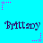 Pixelated text 'Brittany' repeated across a bright cyan background with scattered pink and purple star-shaped pixel clusters.