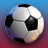 Pixelated soccer ball with black and white on a gradient blue-to-red background, next to bold text reading 'UP THE IRONS' in pixelated font