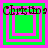 Four identical square display green and pink layered squares with 'Christina' text above each