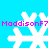 Pixelated white snowflakes on a bright cyan background with repeated pink text reading "MaddisonF7" across the image.