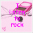 Pixelated pink background with a pink MP3 player, black headphones, and heart symbols; text changes from 'I listen to rock' to 'I listen to hip-hop' to 'I listen to love'.