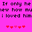 Pixelated text on bright pink background with two of red and pink heart icons below