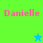Pixelated text 'Danielle' in pink on four colored backgrounds with two star icons changing color.