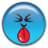 A 3x3 contact sheet of eight identical blue circular animated icons showing a cartoon face with closed eyes, black eyebrows, and a red tongue sticking out.