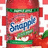 A red cylindrical container with green bands and blue text, surrounded by pixelated red squares on a white background, with orange text and heart symbols below.