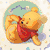 A cartoon bear in various poses: lying down, standing, sitting with a flower, and smiling on a blue background.