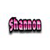 Pixelated pink and purple text reading 'PINK' with black outlines on a white background.