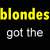Pixelated text-based animation with multiple hair color stereotypes and associated traits displayed in different colors on a black background.