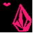 Six distinct visual states of a geometric icon displayed in a , featuring variations in color and background with small heart symbols