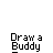 A 5x5 contact sheet of animated frames showing a pixel art character drawing itself with various tools, including pens and brushes, against a gray background.