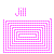 Pixelated pink text 'Jill' above a series of nested square outlines with alternating light and dark pink checkered patterns on white background.