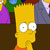 Yellow-skinned cartoon character with large white eyes and orange shirt, set against dark background with colorful pixelated shapes above.