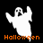 Pixelated ghost icon with orange text, showing three color variations against black and gray backgrounds.