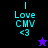 Pixelated text 'I Love CMV <3' in cyan on black and purple backgrounds with a star symbol changing from purple to black.
