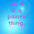 Blue background with pink text reading 'LOVE is a painful thing...' in pixelated font, four identical arranged in a