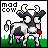 Pixel art cow animation with four frames showing changing background and facial expressions, labeled "mad cow" in top-left corner of each frame.