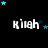 Black background with repeated white text 'Kilah' and scattered blue stars in various positions across three