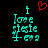 Pixelated cyan text 'i love steve' with a red heart symbol above the 'i', displayed on black background.