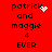 Red background with black text reading 'patrick and maggie 4 EVER' in two , featuring animated white pixel effects near 'patrick' in each