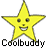 Static pixel art icon of a yellow star-shaped mascot with facial features and the text "Coolbuddy" below it on a gray background.
