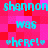 Pixelated cyan text on a red-pink checkered background repeats 'shannon shannon was where!.' in a pattern with slight variations
