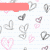A static pattern of heart shapes on lined paper background with pink and gray hearts, red rectangular overlays, and a solid gray square in the corner.