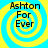 Four identical display 'Ashton For Ever' text over a yellow and cyan spiral background with no visible animation changes