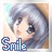 Pixelated anime-style icon of a character with short gray hair and large dark eyes, smiling slightly while the word 'Smile' appears below in blue pixel art.