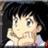 Pixelated anime-style character portraits with text labels on a , featuring Inuyasha and Kagome characters