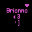 Pixelated pink text 'Brionna' with '43' and a bracket below, accompanied by a heart or starburst animation above the name.